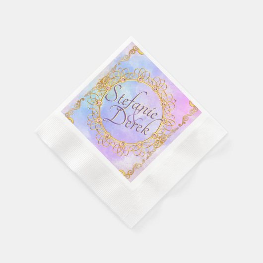 ソフトパエレガントステル&金ゴールド 縁ありカクテルナプキン (角)