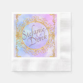 ソフトパエレガントステル&金ゴールド 縁ありカクテルナプキン (正面)