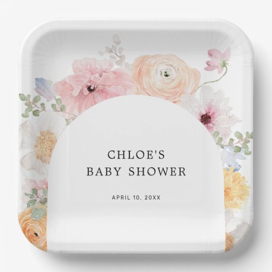 ソフトパカラフルステルフローラアーチ ペーパープレート (正面)