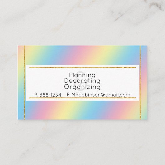 ソフトパカラフルステル虹のグラデーションカラー 名刺 (裏面)