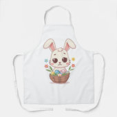 ソフトパステルかわいいうさぎイースターイラスト エプロン (正面)