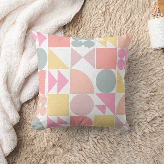 ソフトパステルのかわいい幾何学模様 クッション (ブランケット)