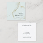 ソフトパステルアクアブルー金ゴールド抽象芸術 スクエア名刺 (正面/裏面)