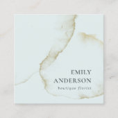 ソフトパステルアクアブルー金ゴールド抽象芸術 スクエア名刺 (正面)