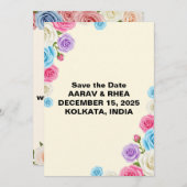 ソフトパステルウェディング日付を保存 セーブザデート (正面/裏面)