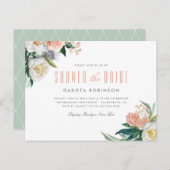 ソフトパステルウォーターカラーフローラブライダルシャワー インビテーションポストカード (正面/裏面)