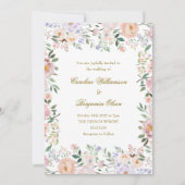 ソフトパステルウォーターカラーフローラ庭園の結婚式 招待状 (正面)