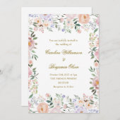 ソフトパステルウォーターカラーフローラ庭園の結婚式 招待状 (正面/裏面)
