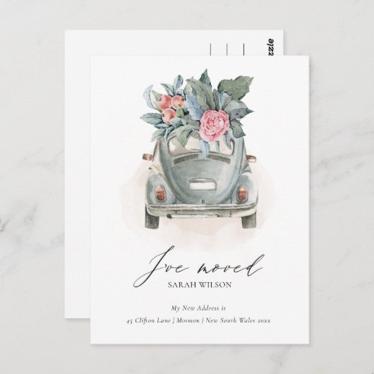 ソフトパステルウォーターカラーフローラ車私は移動した ポストカード (正面/裏面)