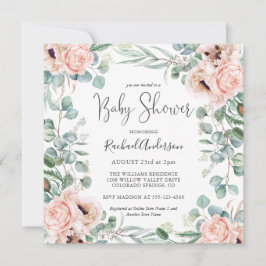 ソフトパステルウォーターカラーベビーシャワー 招待状