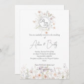 ソフトパステルウォーターカラーワイルドフラワー結婚ズ 招待状 (正面/裏面)