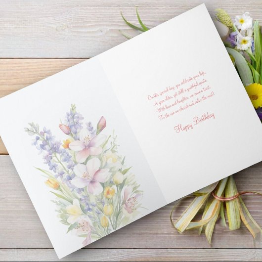 ソフトパステルウォーターカラー春の花誕生日 カード