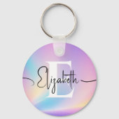 ソフトパステルカラフルカラーズグラデーションシックモノグラム キーホルダー (正面)