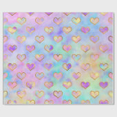 ソフトパステルカラーと金ゴールドハートラッピング紙 ラッピングペーパー (フラット)