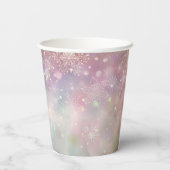 ソフトパステルカラーのスノーフレークパターン《写真》ぼけ味 紙コップ (裏面)