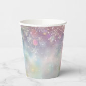 ソフトパステルカラーのスノーフレークパターン《写真》ぼけ味 紙コップ (左)
