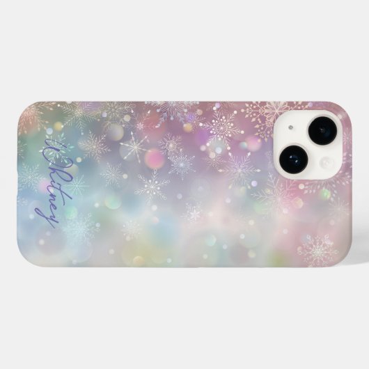 ソフトパステルカラーのスノーフレークパターン《写真》ぼけ味 Case-Mate iPhoneケース (裏面 (横))