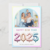 ソフトパステルキュート2025風船ハッピーニューイヤー写真 シーズンカード (正面)