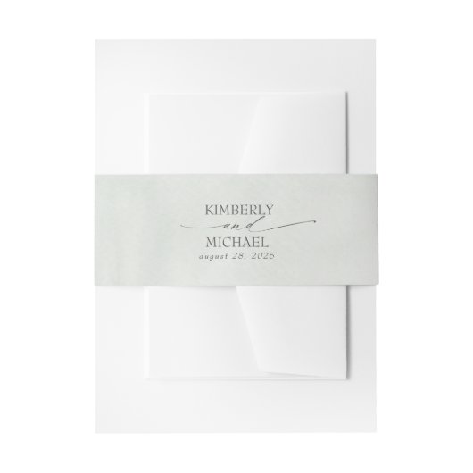 ソフトパステルグリーンエレガントスクリプ結婚ト 招待状ベリーバンド (正面例)