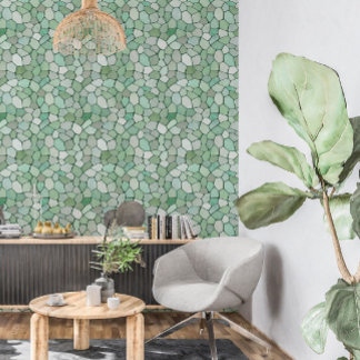 ソフトパステルグリーンモザイク 壁紙