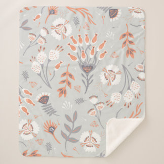 ソフトパステルグレーオレンジフローラ、シームレスパターン  シェルパブランケット