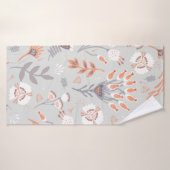 ソフトパステルグレーオレンジフローラ、シームレスパターン  バスタオル (バスタオル)
