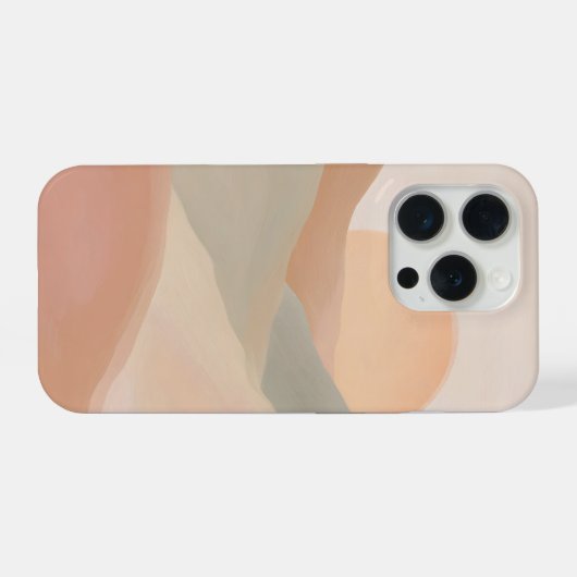 ソフトパステルサンセットヒルズミニマルアブストラクトランドスケープ iPhoneケース (裏面横)