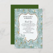 ソフトパステルシェードオブセージグリーンサンキューカード 出欠カード (正面/裏面)