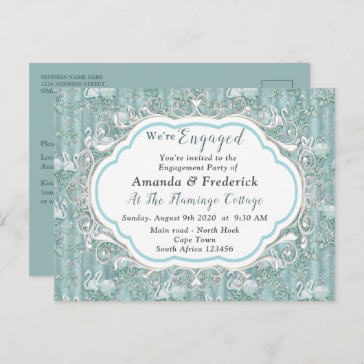 ソフトパステルシェードオブセージグリーン インビテーションポストカード (正面/裏面)