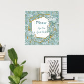 ソフトパステルシェードオブセージグリーン ポスター (ホームオフィス)