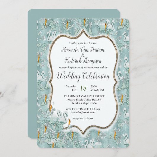 ソフトパステルシェードオブセージグリーン 招待状 (正面/裏面)