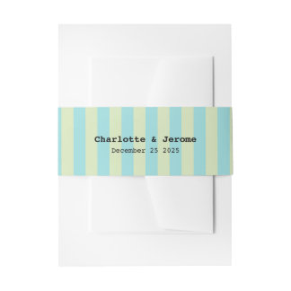 ソフトパステルストライプのパタン – ライムクリーム&リムペット 招待状ベリーバンド