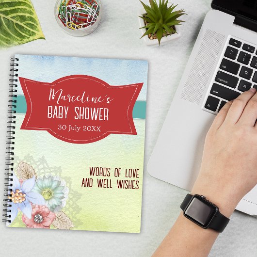 ソフトパステルズウォーターカラーフローリーベビーシャワー ノートブック