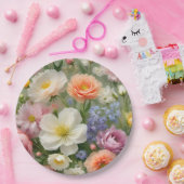 ソフトパステルズフローラプリント ペーパープレート (パーティー)