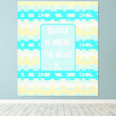 ソフトパステルターコイズベージュモダン天国パターン キャンバスプリント (インサイチュ (ウッドフロア))