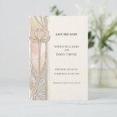 ソフトパステルトルイプの結婚式延期案内カード セーブザデート (スタンド正面)