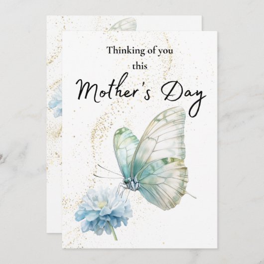 ソフトパステルバタフライカードマザーズデイ心地よい (正面/裏面)