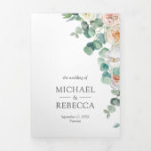 ソフトパステルバラユーカリプトゥスフォトコラージュ結婚ズ 三つ折り招待状 (カバー)