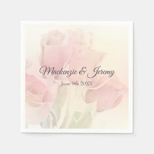 ソフトパステルバラ2 スタンダードカクテルナプキン (正面)