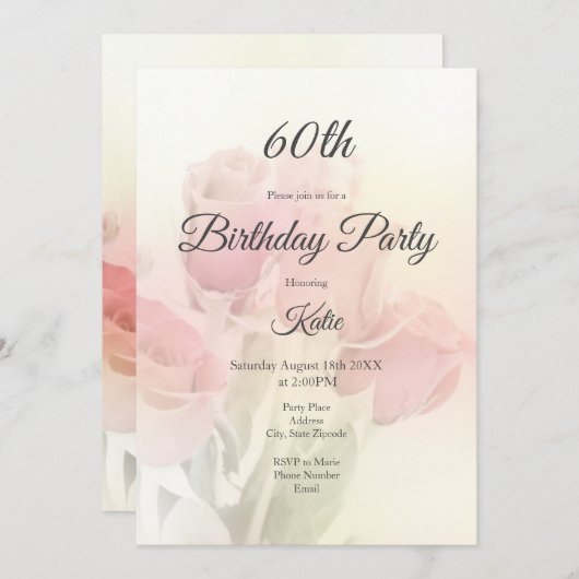 ソフトパステルバラ2 招待状 (正面/裏面)