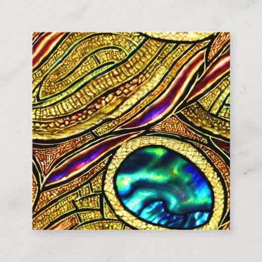 ソフトパステルパウアシェルカラーステンドグラス スクエア名刺 (正面)