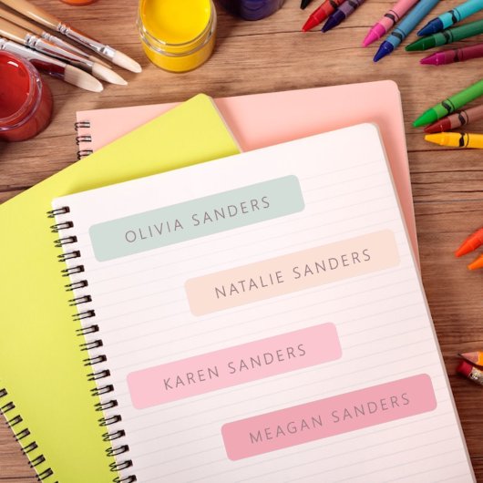 ソフトパステルパーソナライズされたスクール名ラベル ラベル