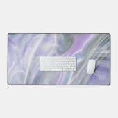 ソフトパステルパープルグレーマーブルネームモノグラム デスクマット (キーボード&マウス)