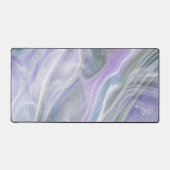 ソフトパステルパープルグレーマーブルネームモノグラム デスクマット (正面)