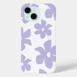 ソフトパステルパープルフラワー iPhone 15 カバー