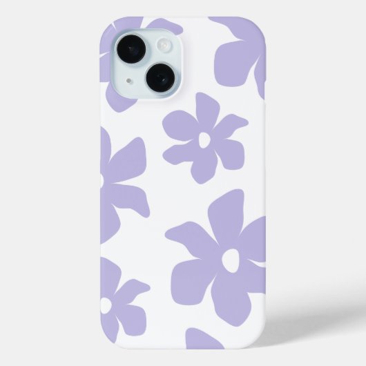 ソフトパステルパープルフラワー iPhone 15 カバー (裏面)