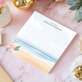 ソフトパステルビーチ海フローラパーソナライズされた名 ノートパッド