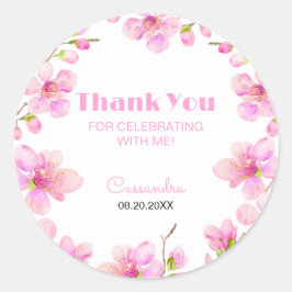 ソフトパステルピンクさくらんぼブロッサム桜誕生日 ラウンドシール