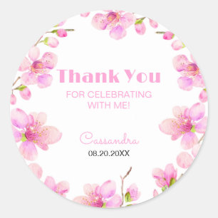 ソフトパステルピンクさくらんぼブロッサム桜誕生日 ラウンドシール