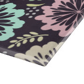 ソフトパステルピンクとティール（緑がかった色）フラワーヴィンテージボタニカL カッティングボード (角)